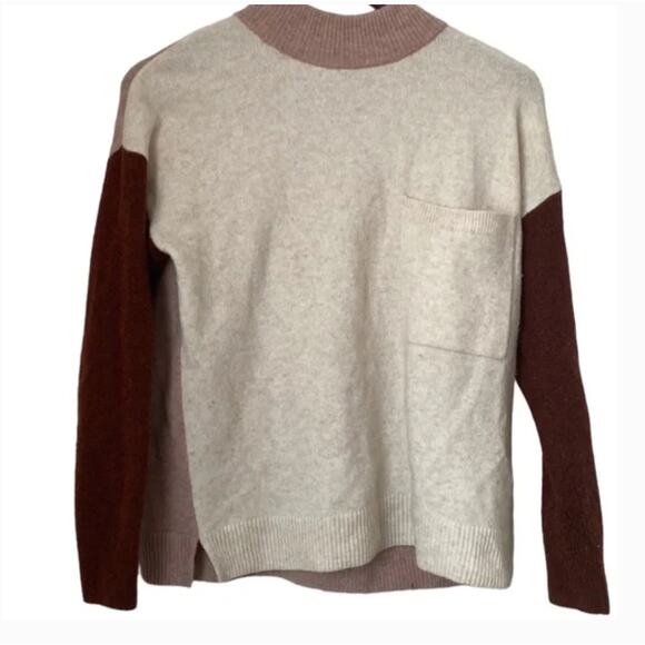 Madewell Wool Redmond Mockneck Pocket Sweater in Colorblock Sz XS - Picture 1 of 4